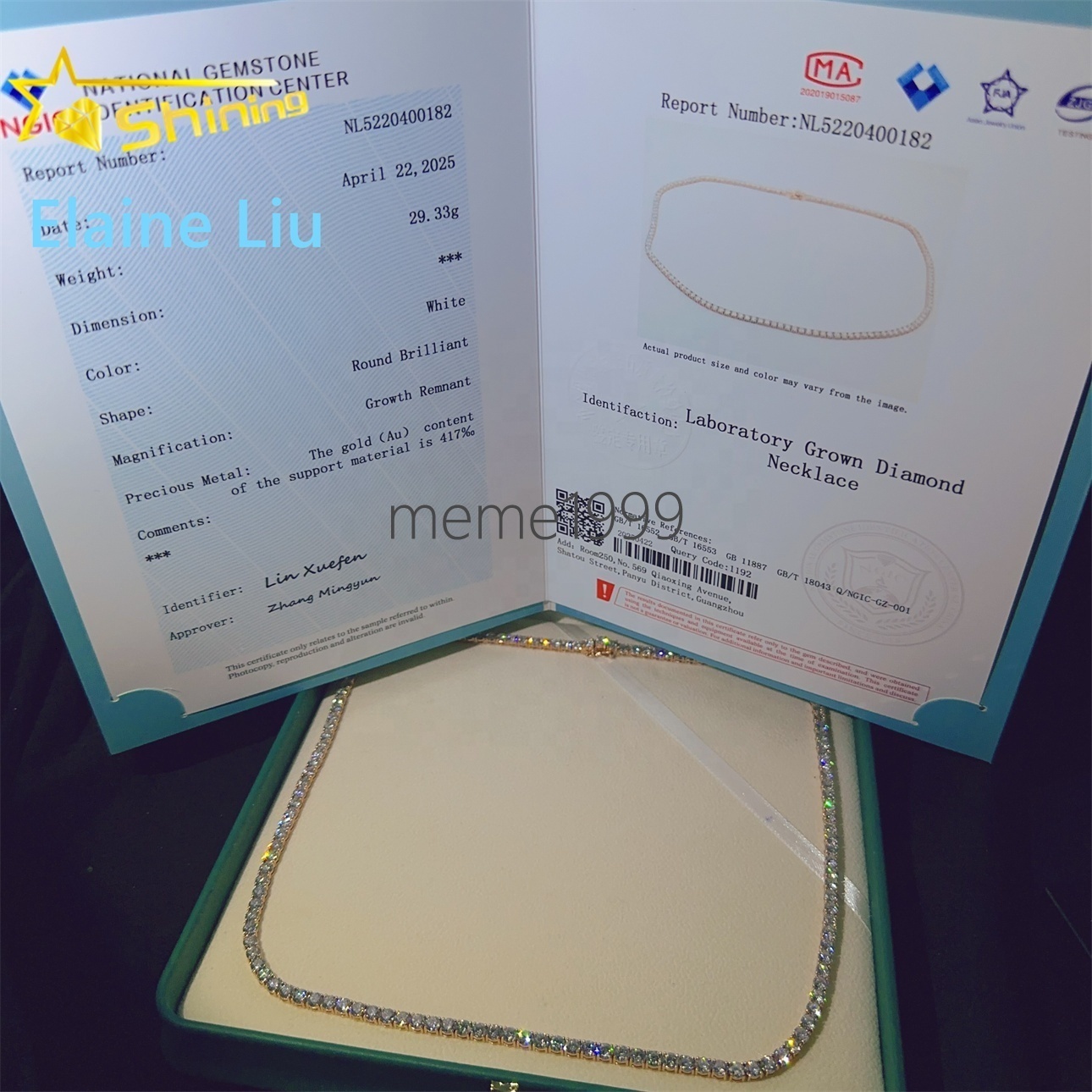 3mm Custom Luxury 10K Real Solid Gold Hip Hop Necklace Lab Grown Diamond-hpht Tennis Chain