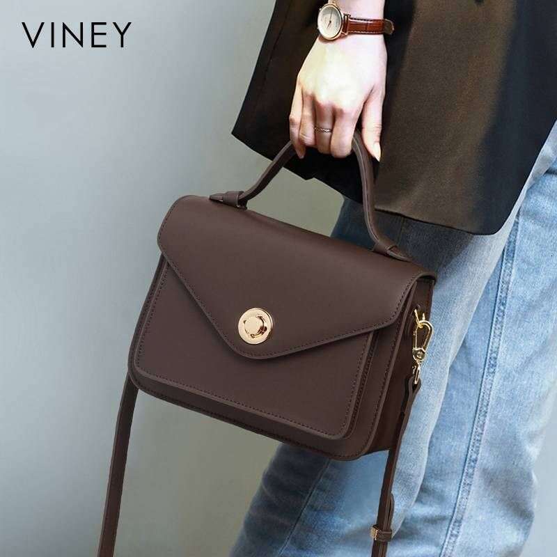 VINEY Women 2025 New Women's Messenger Genuine Leather Commuter Bag High-end Versatile Shoulder Handbag