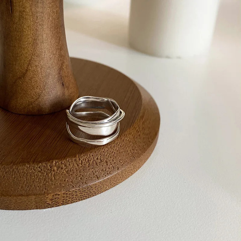 925 Silver Open Finger Ring Black Stone Multilayer Punk Geometric Stackable For Women Girl Jewelry Gift Dropship Wholesale 250815