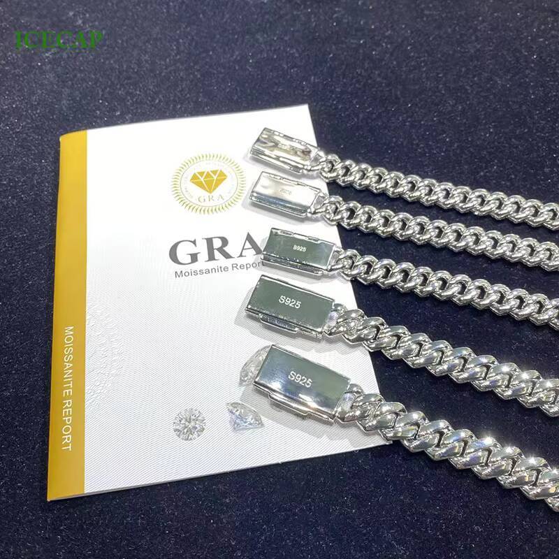 8mm 10mm 12mm 13mm 14mm 15 mm Miami Cuban Link Chain Necklace 925 Silver Moissanite Cuban Link Necklace for Men