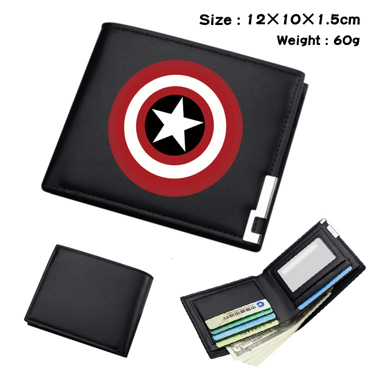 Free shipping designer Marvel Superhero Merchandise Student Men and Women PU Fold Wallet Short Wallet Cartoon Card Holder Coin Purse