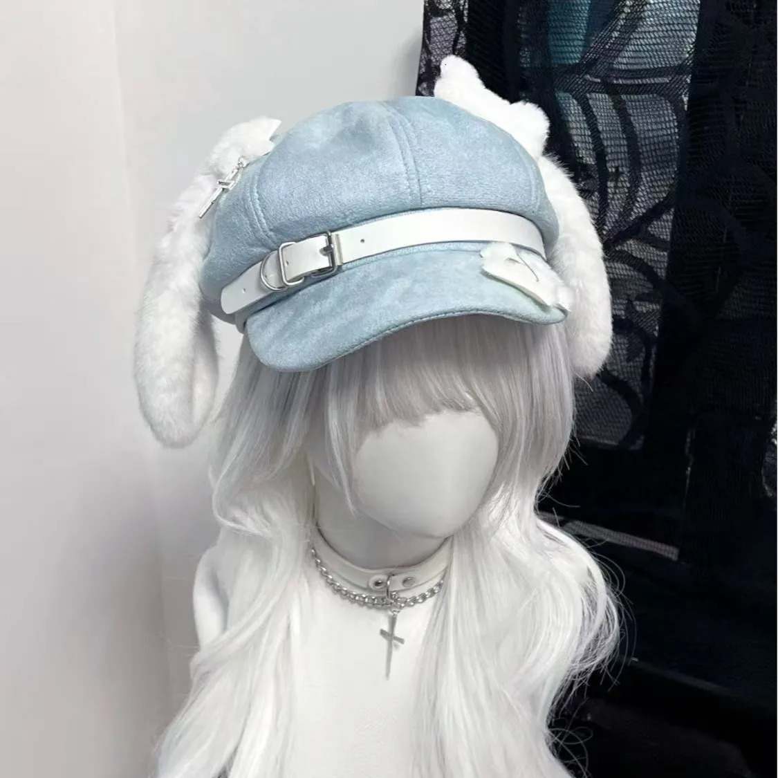 Womens Kawaii Hat Sweet Style Fashion Cap Grey Dog Eared Cap Subculture Beret Cute Individualistic Embodying Otaku Culture 250814