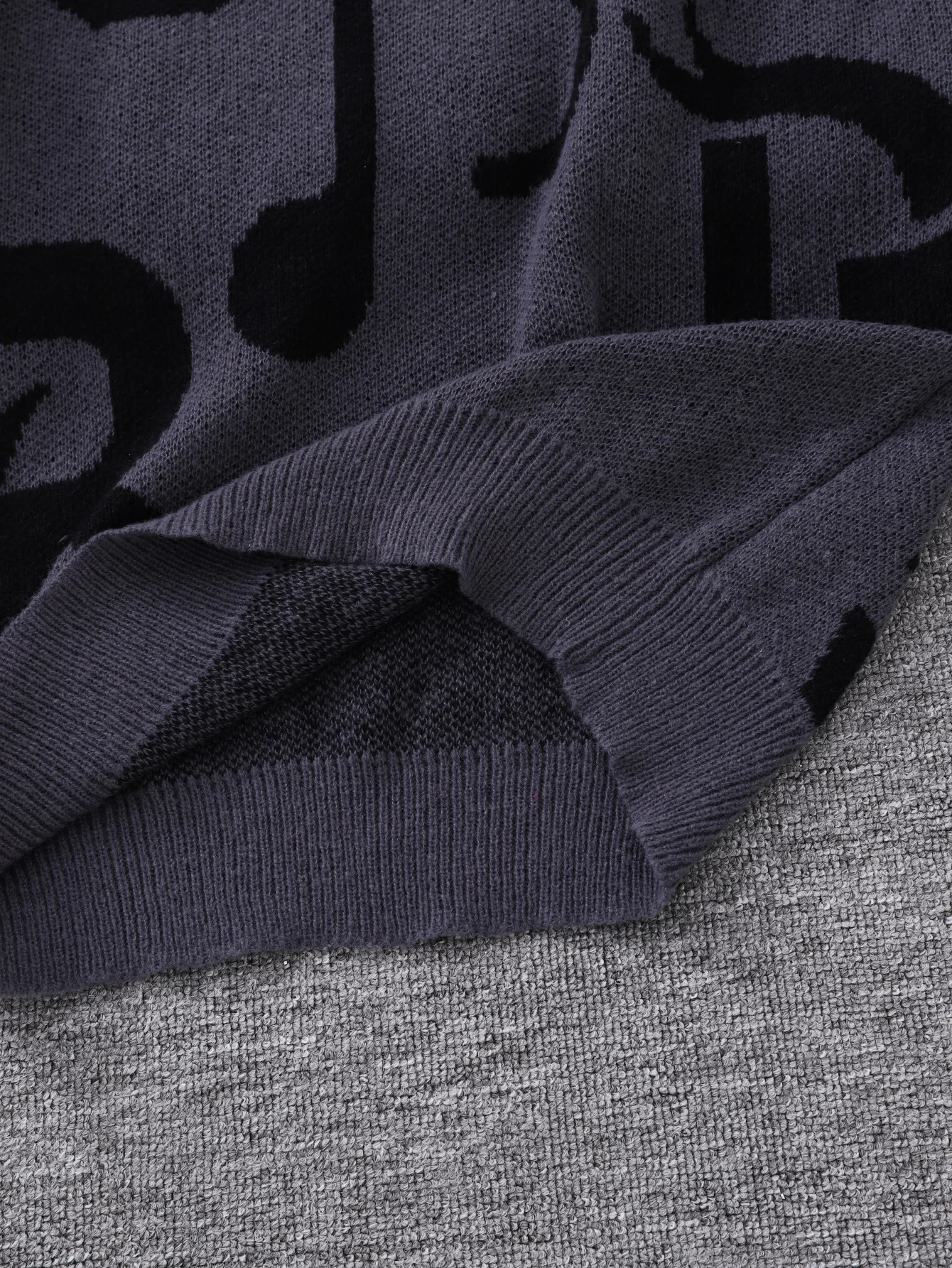 Autumn and Winter Letter Note Jacquard Pattern Pullover Sweater Casual Round Neck Contrast Color Knitted Mens 250819