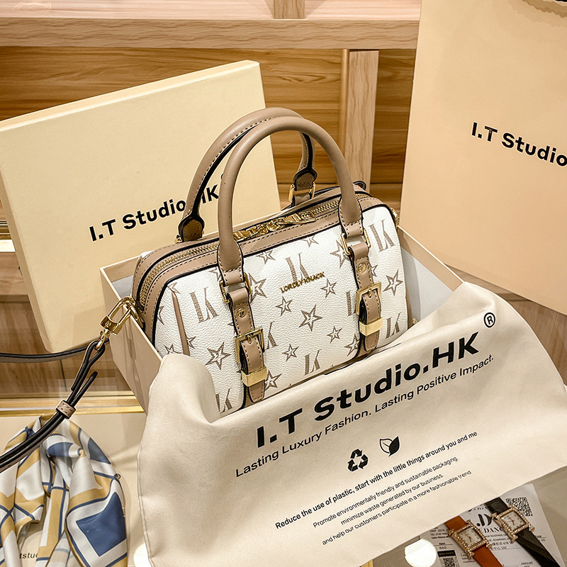 LORDLY KNACK designer bag light luxury genuine leather Boston bag simple versatile high-quality casual fashion cross body bag for woman