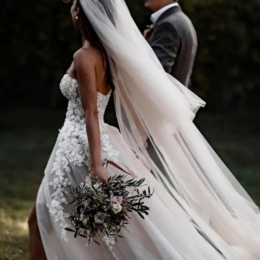 Beach Boho Wedding Dress for Bride Sweetheart Neckline Tiered Tulle Bridal Gowns Sexy High Split Beaded Lace for Marriage for African Arabic Black Wom