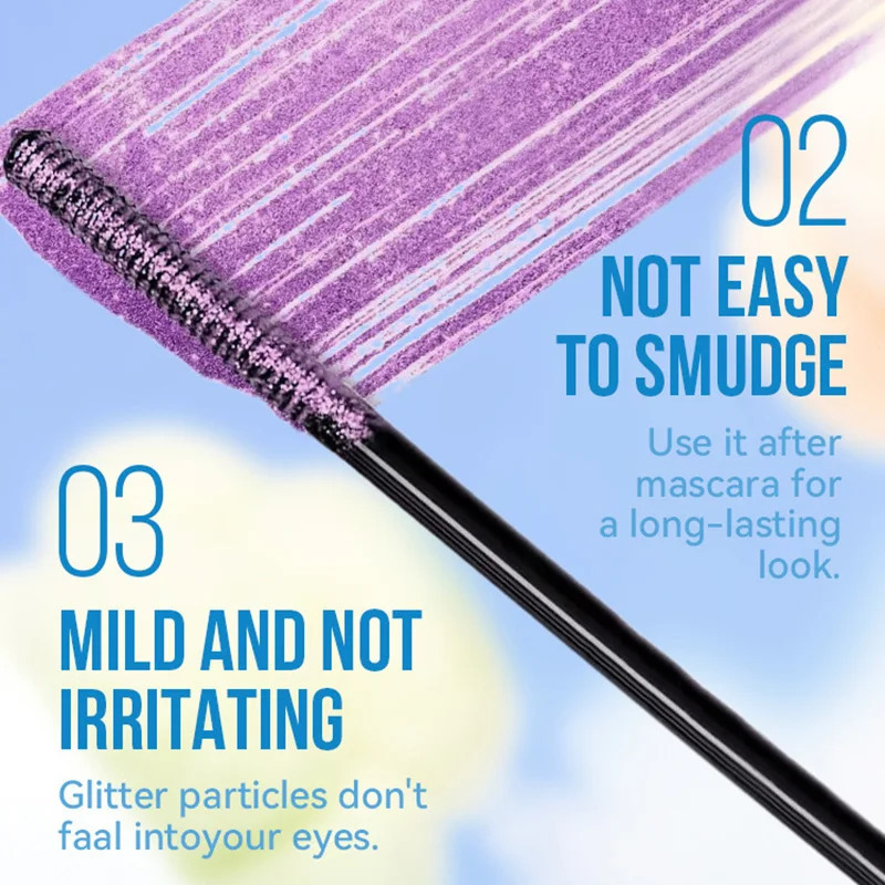 MLSMILE Shiny Pearlescent Colorful Mascara Waterproof Sweat Proof Quick Dry Lasting Matte Blue Mascara Glitter Gold Eyelashes 250818