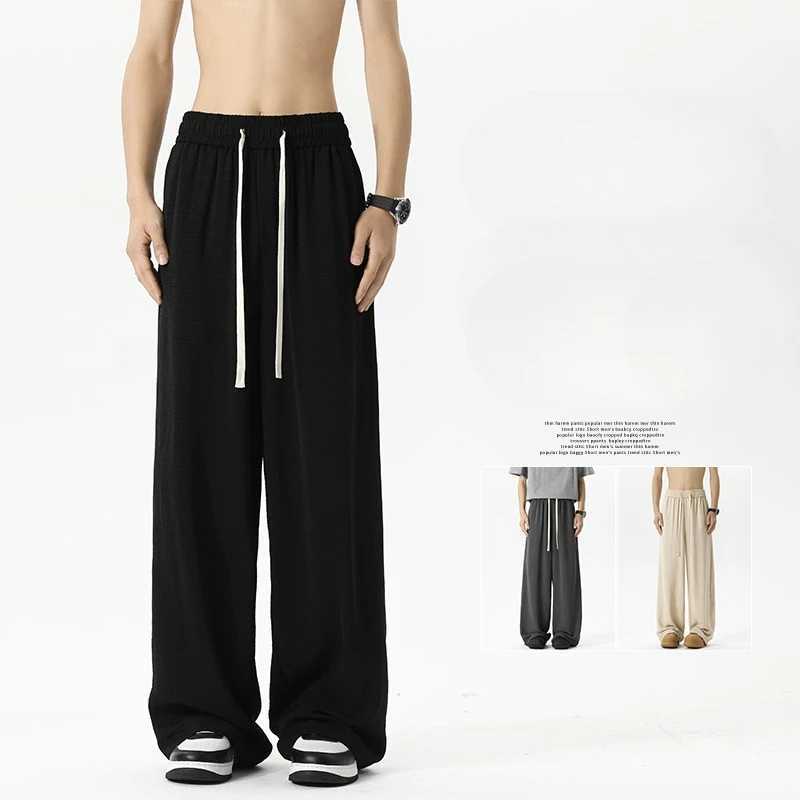 Men Solid Simple Casual Pants New Vintage Mens Cotton Ice Silk Breathable Soft Trousers Fashion Loose Straight Pants Men Pants W250819