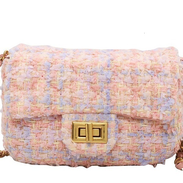 Free Shipping Designer Fashion Cotton And Linen Women's Mini Handbag Small Fragrant Woolen One Shoulder Crossbody Bag Casual Cute Phone Bag