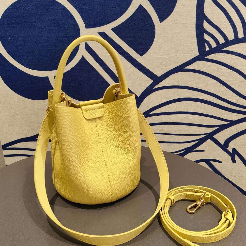 Designer Bags Noble Lavender Purple Round Bucket Tote Small Elegant Cowhide Leather Women's Shoulder Crossbody Fashion Ladies Hand Bag Luxury Bag