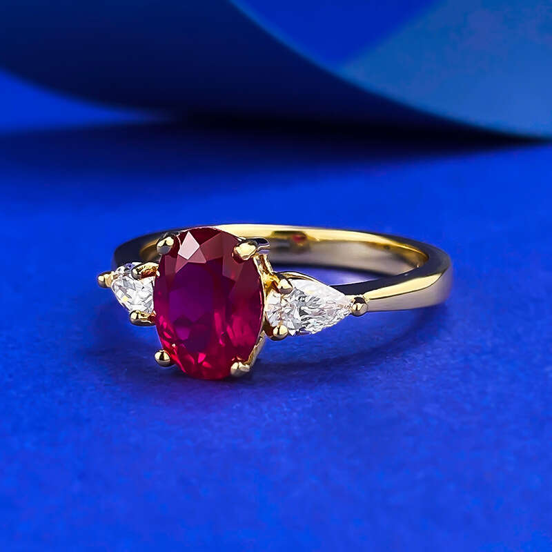 Mujing Jewelry Live New S Silver Imitation Pigeon Blood 6*8mm Oval Red Corundum Fashion Versatile Ring