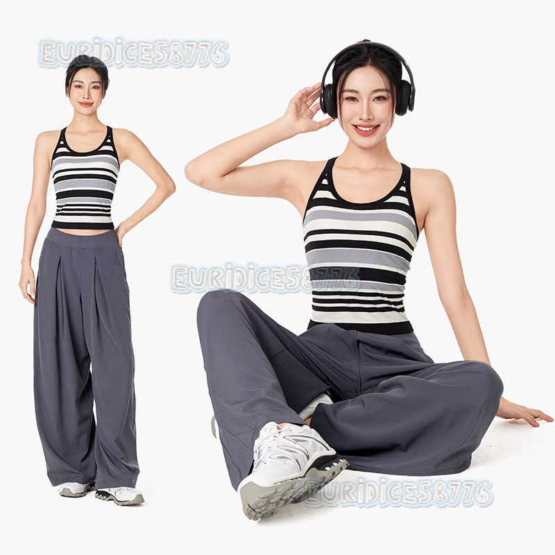 New Color-block Back-fixed Cup Sports Tank Top for Women Wearable Outside Striped Fitness Yoga Wear H250819