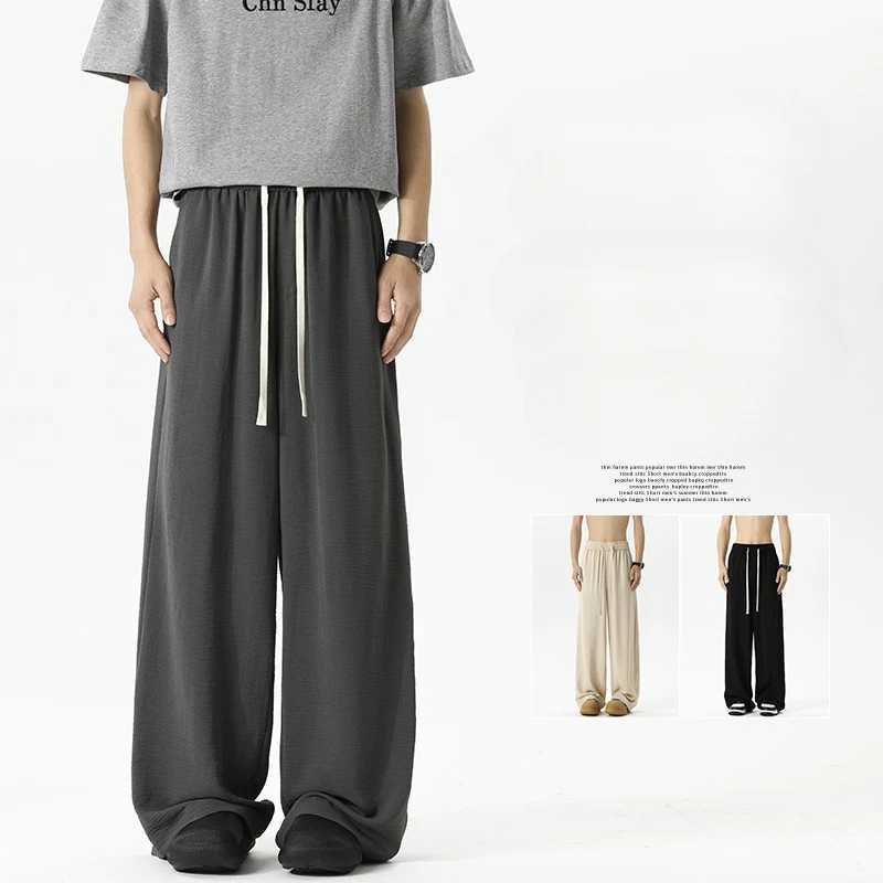 Men Solid Simple Casual Pants New Vintage Mens Cotton Ice Silk Breathable Soft Trousers Fashion Loose Straight Pants Men Pants W250819