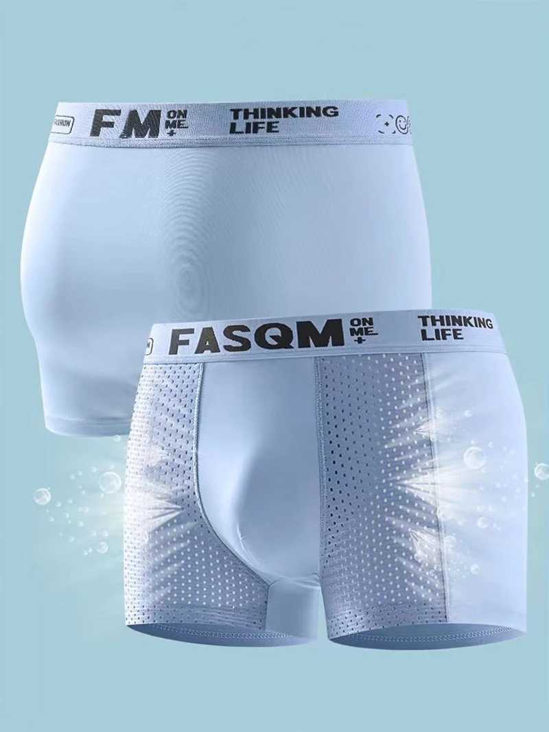 4pcs Mesh Ice Silk Boxer Shorts Mens Underwear FASQM Breathable Sexy Slim Panties Bamboo Lingerie Plus Size L-6XL W250819