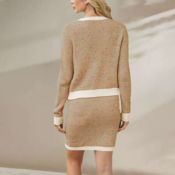 New Autumn Winter Temu Knitted Cardigan Pocket Button Chanel Style Women's Set B5