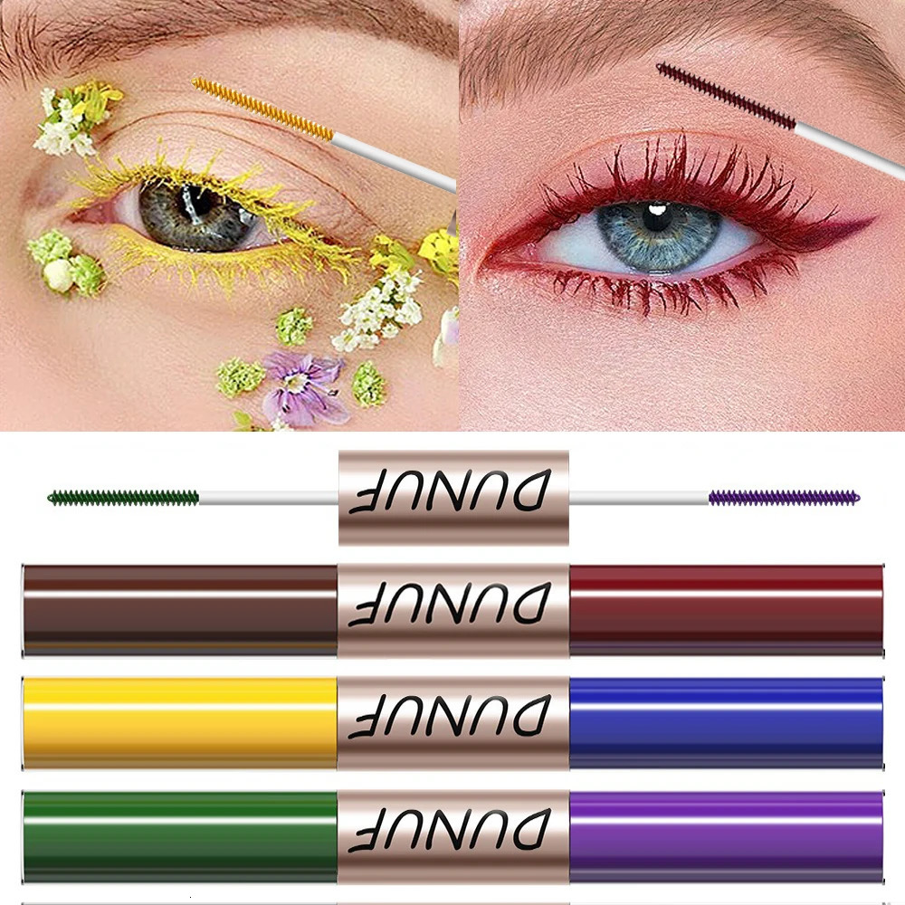 Slender Double-head Colored Mascara Curl Thick Lash Eyelash Extension Lengthening Waterproof Yellow Red Brown Fine Brush Mascara 250818