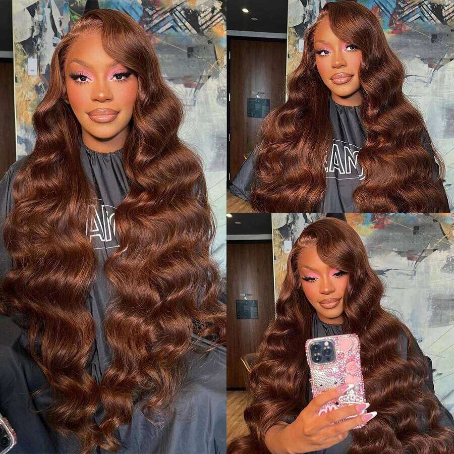 HD Chocolate Brown 13X4 Body Wave Front Brazilian 13X6 Lace Frontal Wigs For Women 100% Remy Human Hair Wig Pre Plucked