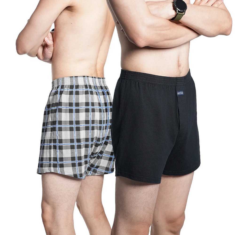 Mens High Waist Big Underpants Pure Cotton Boxer Shorts Underwear Casual Plaid Plus Size Aro Pants Pajama Bottoms at Home M-3XL W250819