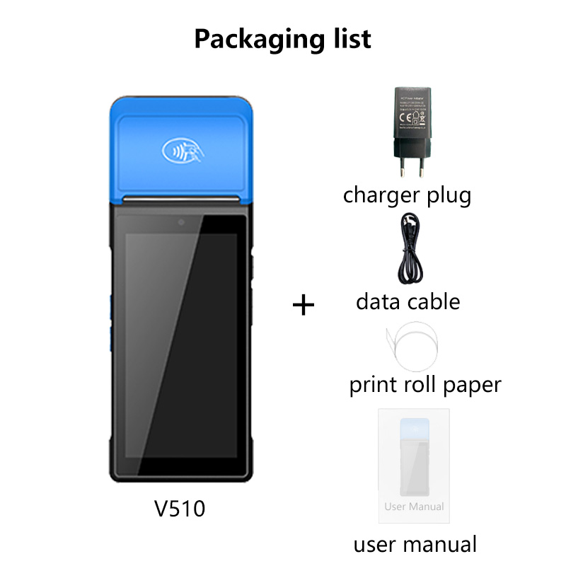 Slim Lightweight Android 12 POS Terminal Enables Full-Code Scanning QR Code Scan High-Pressure Thermal Print Bluetooth NFC for daily checkout sales da