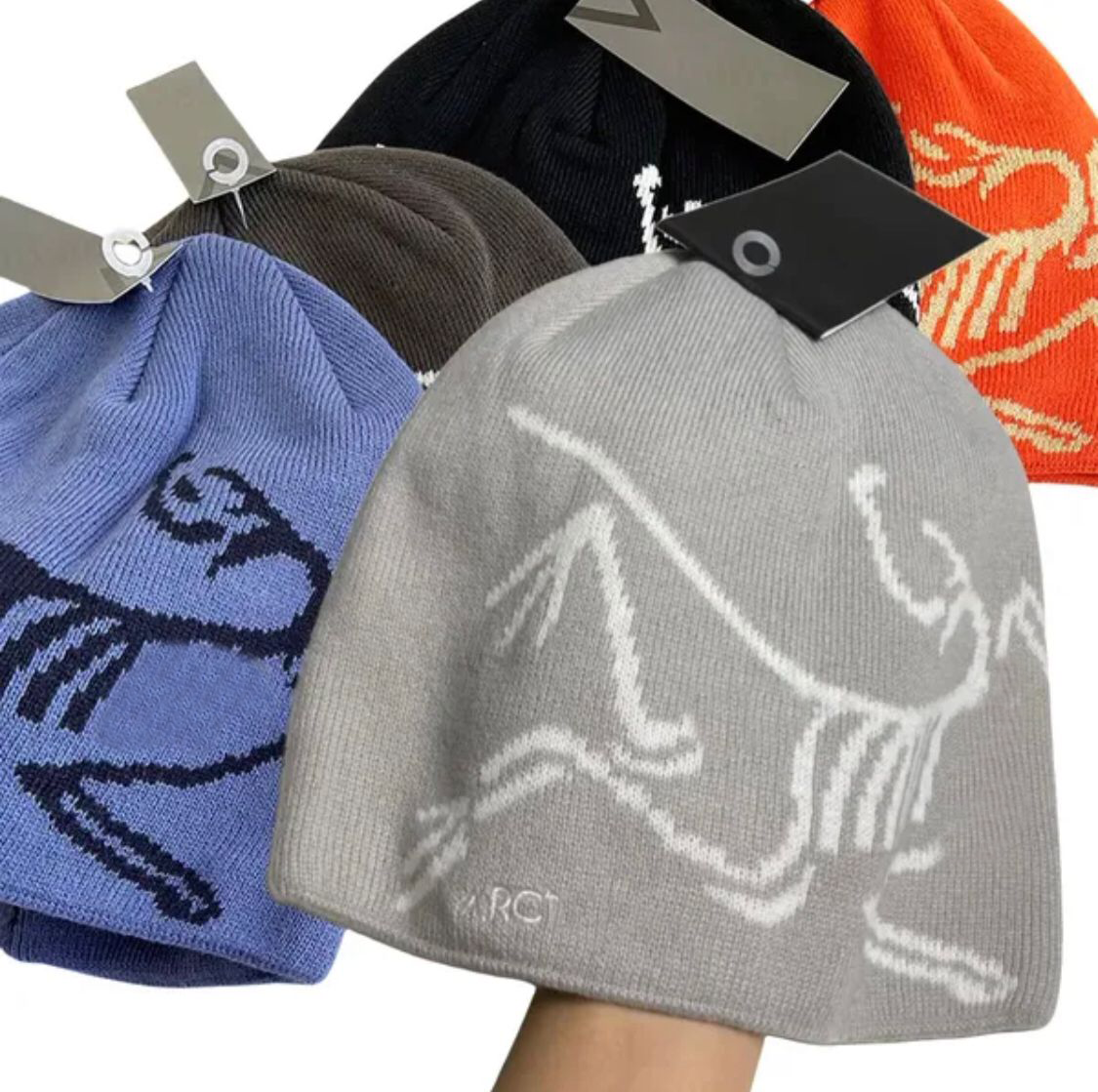 luxury cashmere hat embroidered arcient bird pattern street fashion brand beanie GROTO TOQUE Knitted Hat Outdoor Sports Hat Luxury Warm Fitted Hats