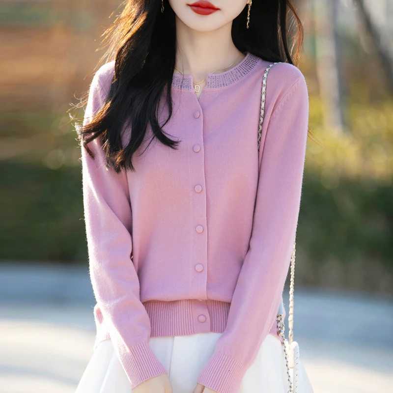 2025 Autumn and Winter Cashmere Cardigan Sweater for Women O-Neck XJ250819