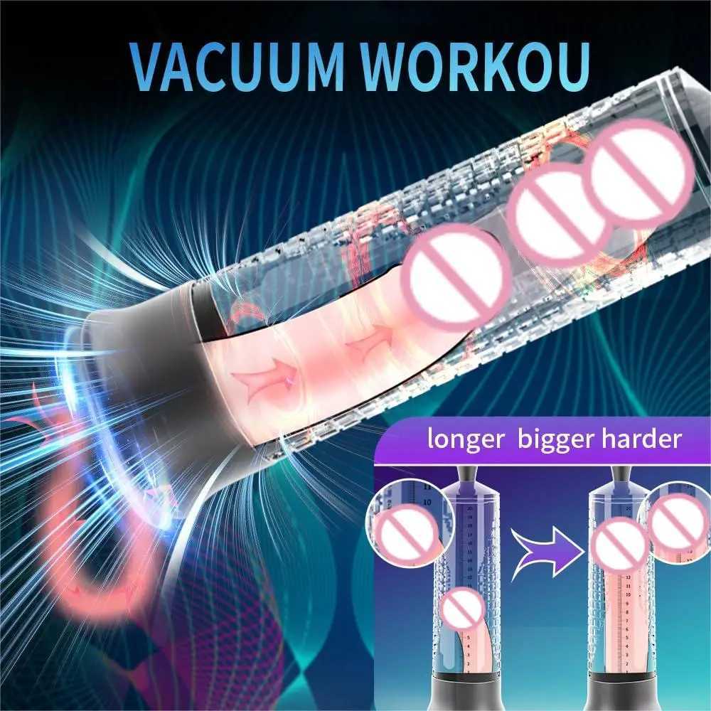 Penis Pump Male Masturbator Penis Extender Vacuum Pump Penis Enlargement Enhancer Penis Trainer Massager Ring Sex Toys 18+ XJ250819