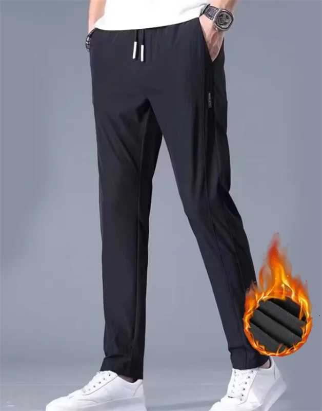 2024 New Autumn and Winter Mens Casual Pants Loose Thick Plus Fleece High Stretch Sports Pants Simple Straight Leg Pants W250819