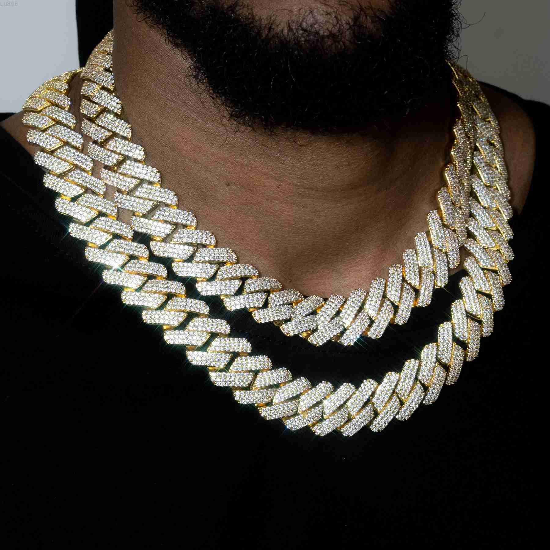 Qianao Hot Sale Hip-hop Style Real Moissanite Diamond Miami Cuban Link Chain 18mm 10K White Gold Necklace