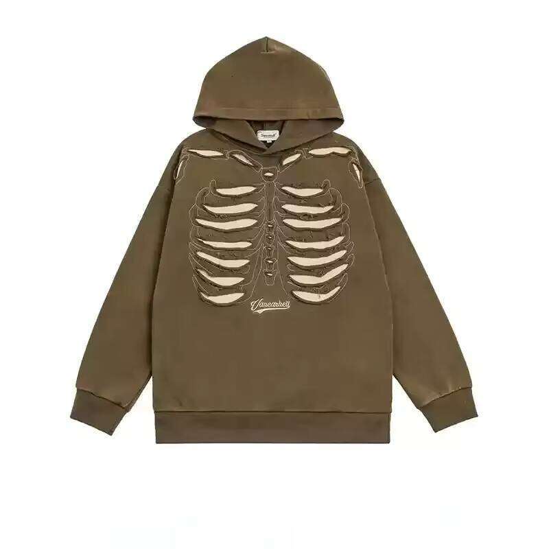 Men's High Street Hip-Hop Hoodie European American Style Winter Loose Fit Jacket Washed Distressed Design Hole Polyester/Cotton