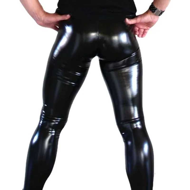 4XL Plus Size Mens Motorcycle Tight Long Pants Fashion Trousers Wet Look Patent Leather Skinny Leggings for Clubwear W250819