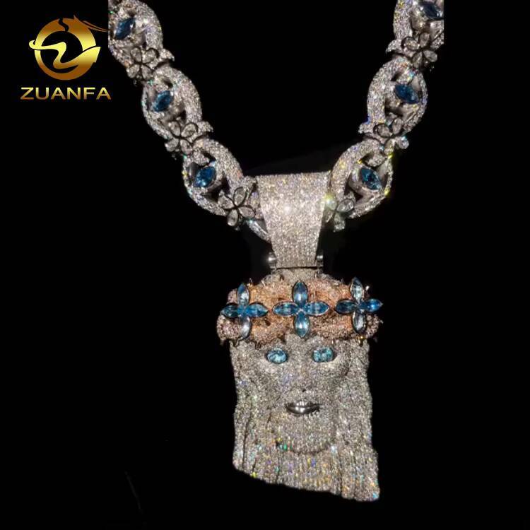 925 Silver Custom Pendant 18K Gold-plated Charm Pendant Personalized Iced Out Moissanite Jesus Pendant