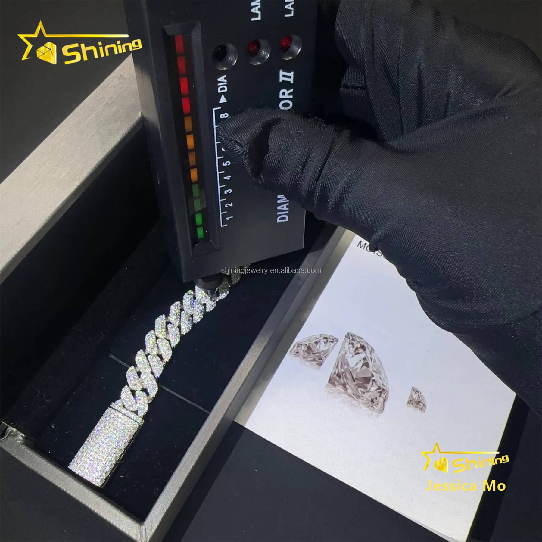 Fashion Rapper New Arrivals Hip Hop 10mm 2Rows Jewelry VVS1 Moissanite Iced Out GRA Certificate S925 Silver Bracelet Man