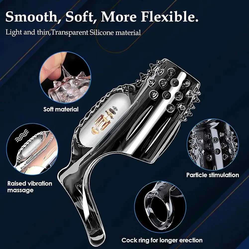 Male Penis Extensions G-Spot Delay Male Enlargement Delay Massager Vibrating Penis Cover Sex Toys For Men XJ250819