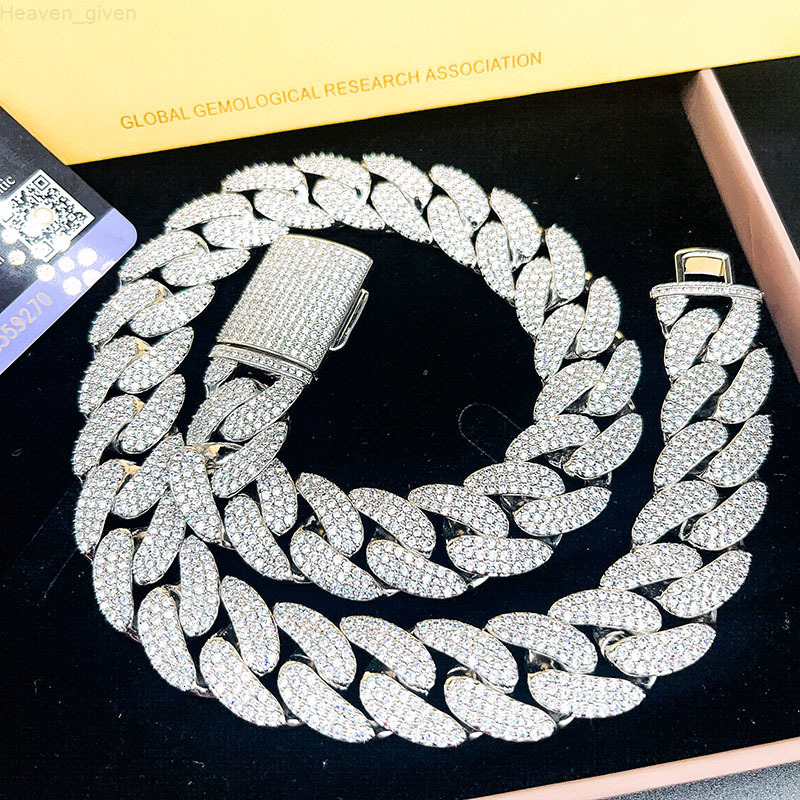 14MM Iced Out Bling Diamond Hip Hop Miami Wholesale Cuban Link Chain Jewelry Moissanite Cuban Chain