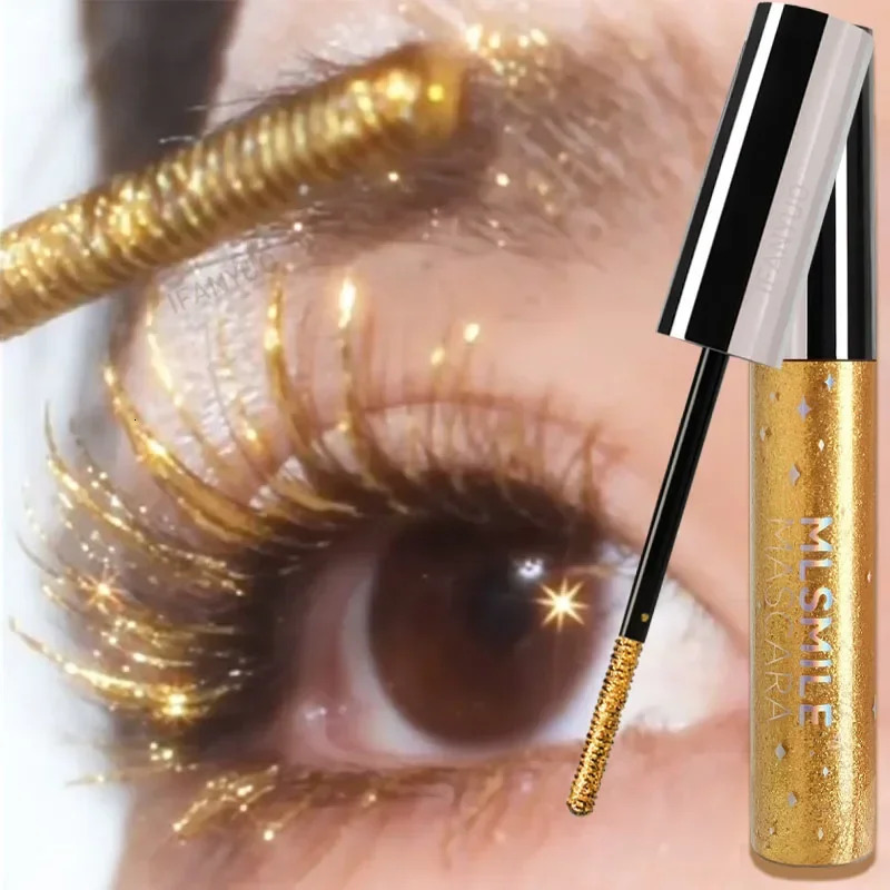 Halloween Sparkling Gold Diamond Mascara Glitter Pearlescent Small Metal Bar Waterproof Fast Dry Eyelash Curl Extension Makeups 250818
