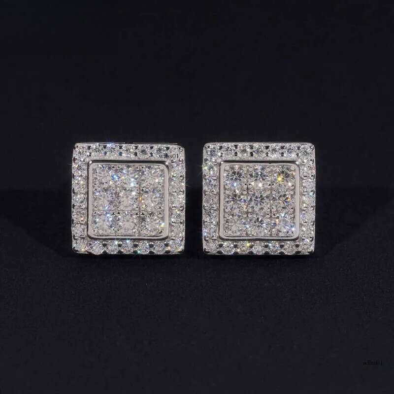 Hight Quality New Arrival Pass Tester GRA VVS Lab Dia Fully Iced Out Sier Jewelry Moissanite Stud Earrings