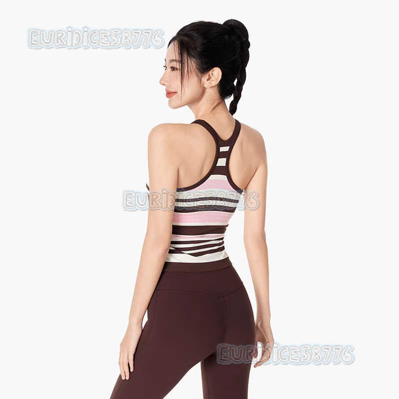 New Color-block Back-fixed Cup Sports Tank Top for Women Wearable Outside Striped Fitness Yoga Wear H250819