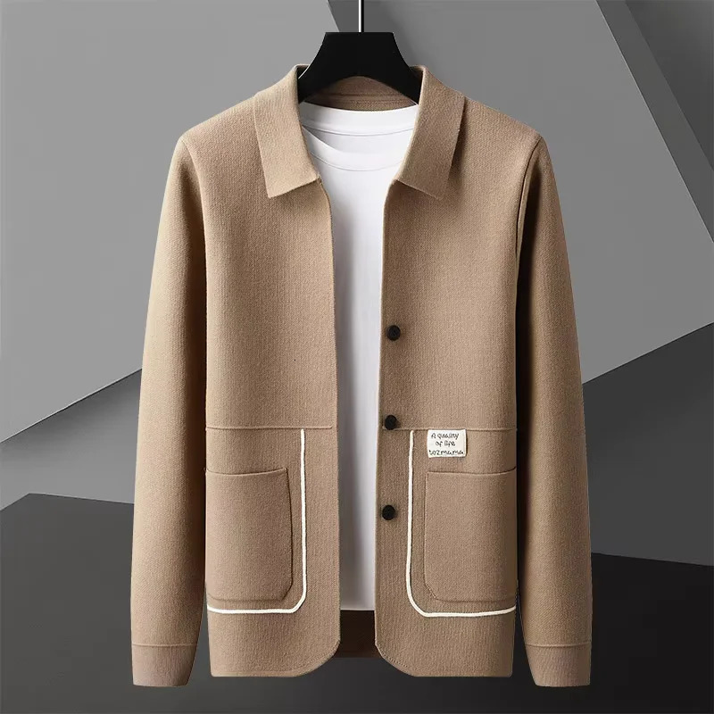 AutumnWinter High end Fashion Mens Knitted Coat ners Youth Simple Boutique Leisure Solid Color Sweater Cardigan 250819