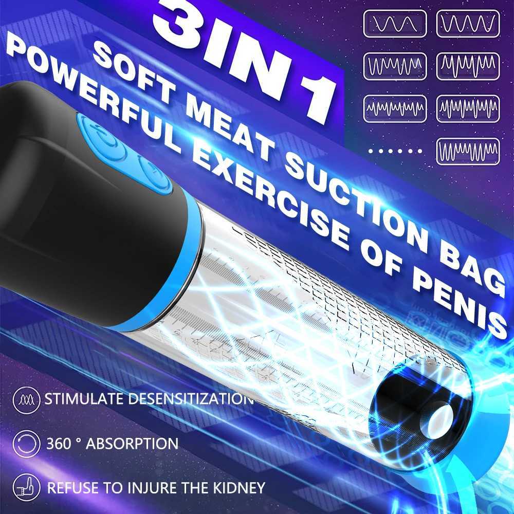Hannibal LCD Electric Penis Pump Penis Enlargement Extender Pump Penis Trainer Male Masturbators Cup Dick Pump Sex Toys for Men XJ250819