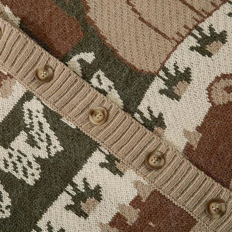 Vintage Cardigan Oversized Sweater Japanese Harajuku Cartoon Women Knitted Hip Hop Streetwear Loose Knitwear Tops 250819