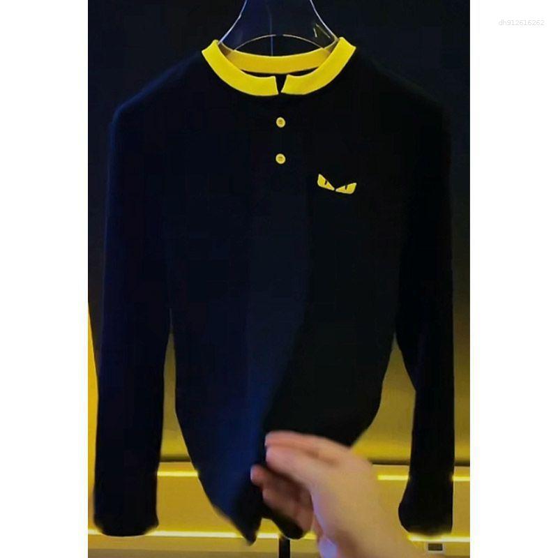 Men's Hoodies Spring And Autumn Eyes Printed Long-sleeved T-shirt Base Shirt Round Neck All-match Niche Design Sense Slimming