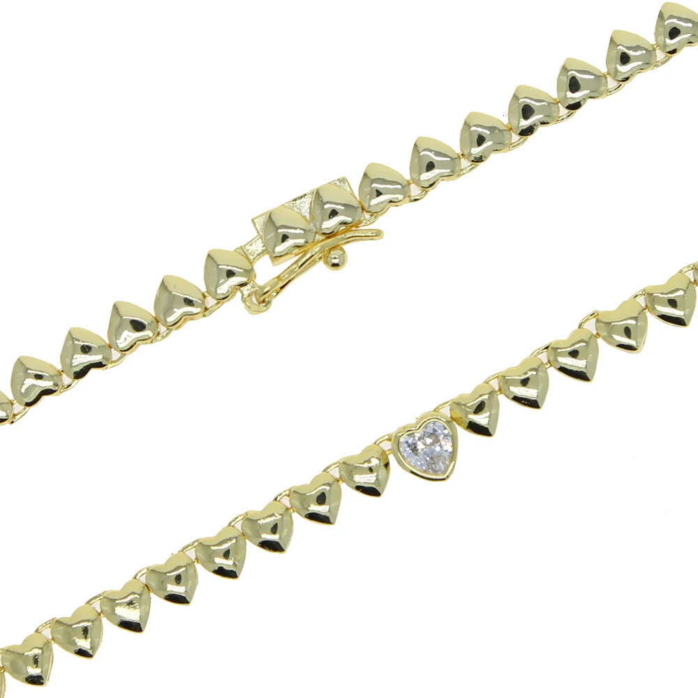 High Polish Shiny Heart Shaped Charm Tennis Chain 16 Inches Fashion Necklace Valentines Gift Jewelry 250815
