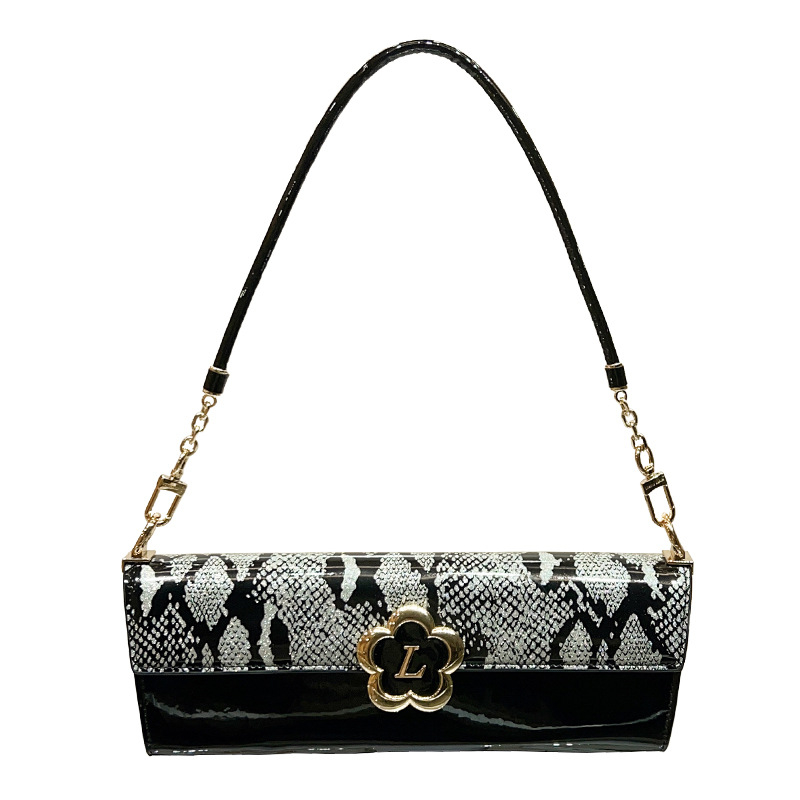 LORDLY KNACK designer bag luxury cowhide baguette bag casual high-quality vintage fashion serpentine underarm bag for woman