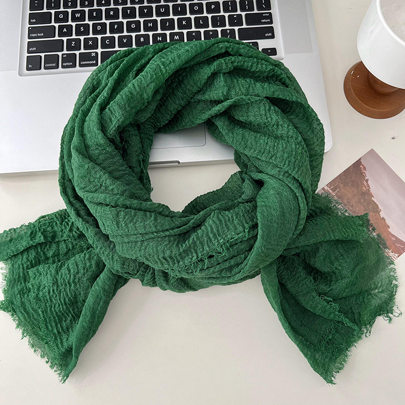 K1682 Women's versatile long scarf Korean style new solid color high-end feel autumn and winter warm neck protection can be used as a shawl