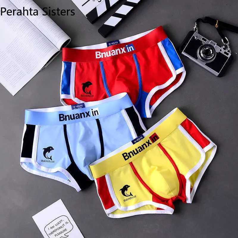 3Pcs/Lot Mens Cotton Underwear Boxers Briefs Mens Fashion Dolphin Boxershorts Trends Youth Personality Underpants Homme W250819