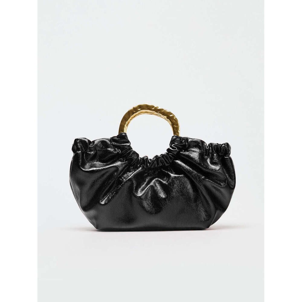 RUCHED HANDBAG, Fashionable Metal Handle Clutchs, Women's Handbags Design Crossbody Bag, Small Totes for Ladies