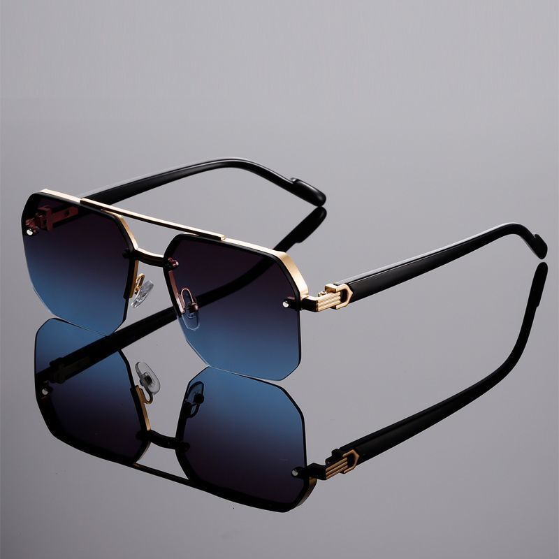 2025 New Classic Metal Square Half Frame Sunglasses Fashionable Trendy Men Driving UV Sunglasses