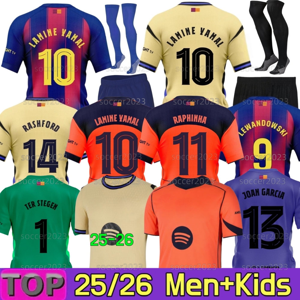 25 26 LAMINE YAMAL RAPHINHA Soccer Jerseys BaRCelonaeS Camiseta De Football Shirt RASHFORD LEWANDOWSKI PEDRI GAVI JOAN GARCIA F DE JONG KOUNDE 2025 2026 Men Kids kits