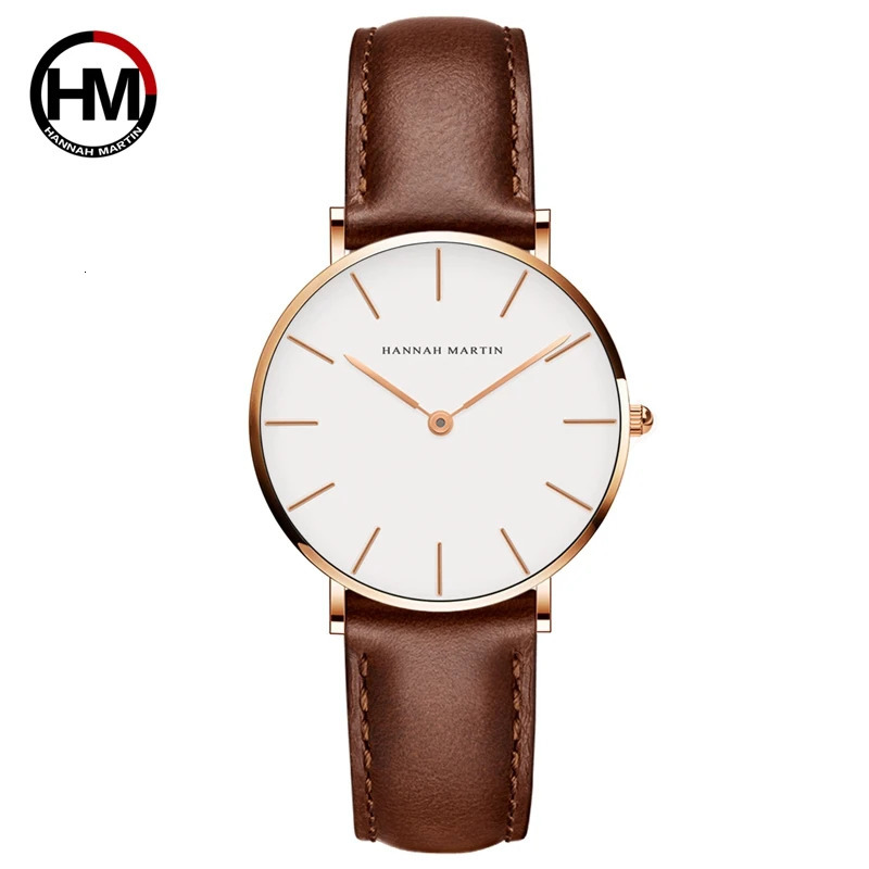Hannah Martin Japan Quartz Movement Women Fashion Watch Leather Strap Lady Wristwatches Waterproof Clock relogio feminino 250819