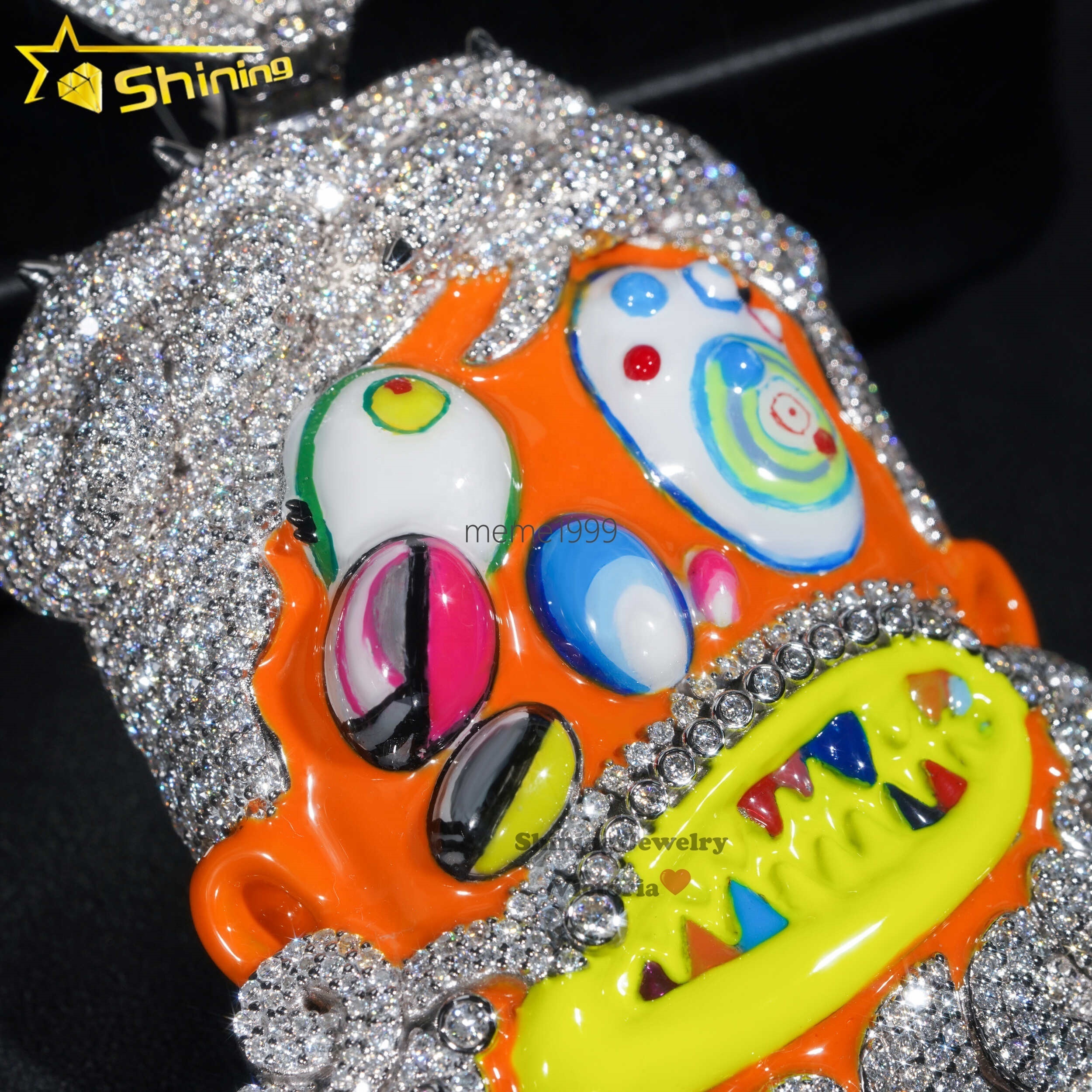 Custom3 Hip Hop Cartoon Funny Ghost Pendant 925 Silver Iced Out VVS Moissanite Diamond Character Necklace Rapper Pendant