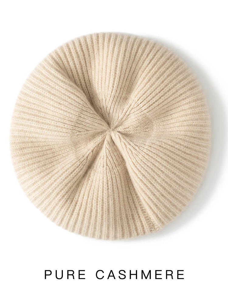 Autumn Winter Hat Women Berets Female Cap 100% Cashmere Hats Beret Elegant Warm Hat Feminine Knit Hat Versatile Headwear 250819